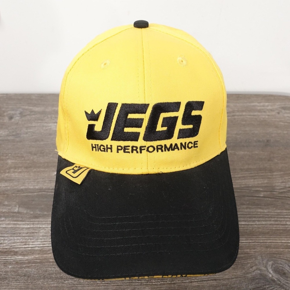 JEGS Hat Cap Strap Back One Size Yellow Black Baseball Embroidered Mens